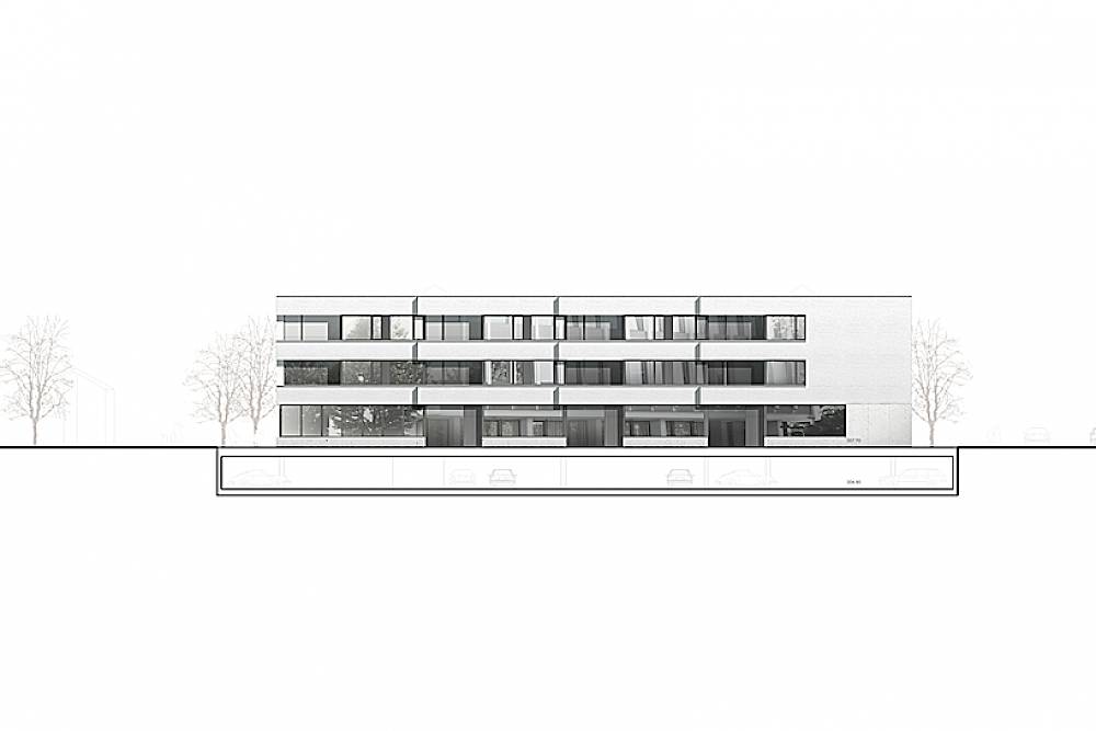 Zentrumsplanung MöhlinSüdfassade Wohngebäude